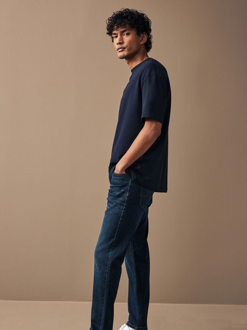 BLU84252 Blue Mid Indigo Slim Fit Motionflex Jeans - Image 5