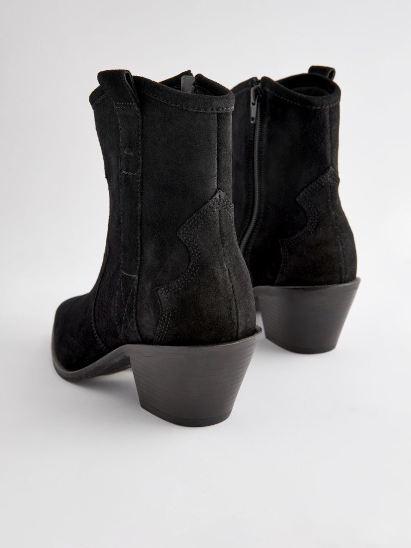 BLU84268 Black Standard/Wide Leather Ankle Cowboy Boots - Image 6