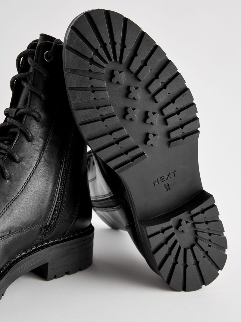 BLU84271 Black Standard/Wide Leather Lace-Up Boots - Image 9