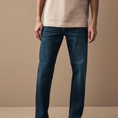 BLU84254 Blue Mid Indigo Straight Fit Motionflex Jeans