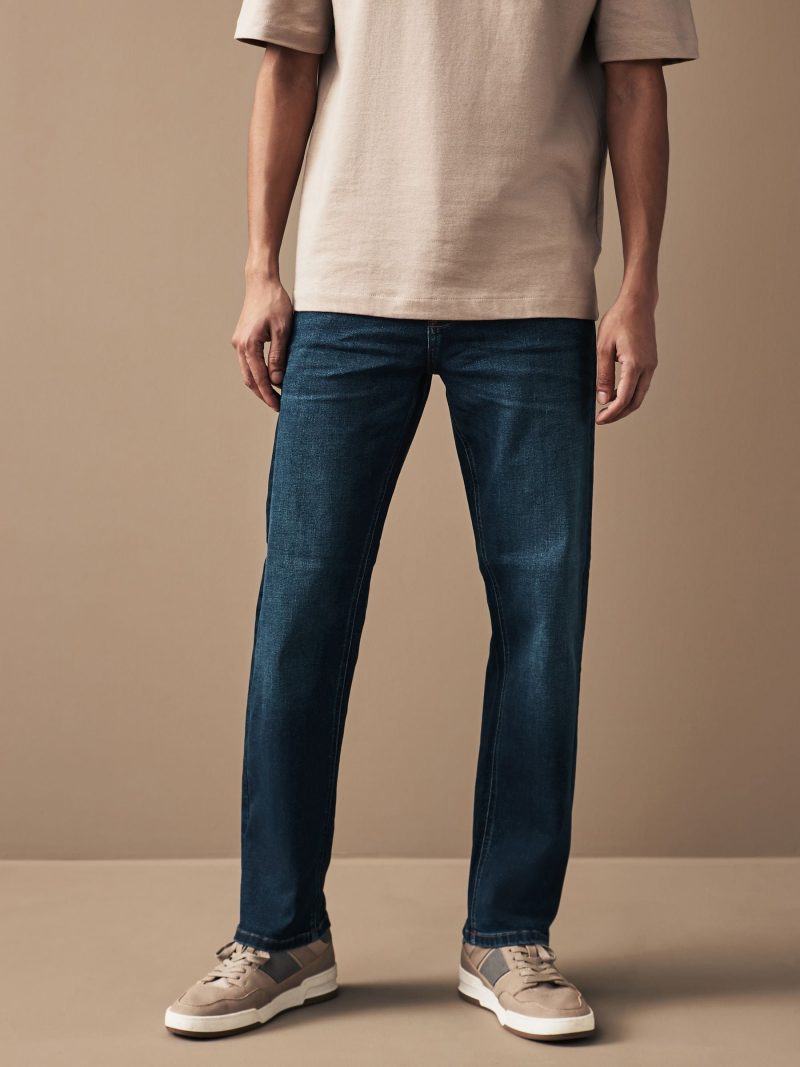 BLU84254 Blue Mid Indigo Straight Fit Motionflex Jeans
