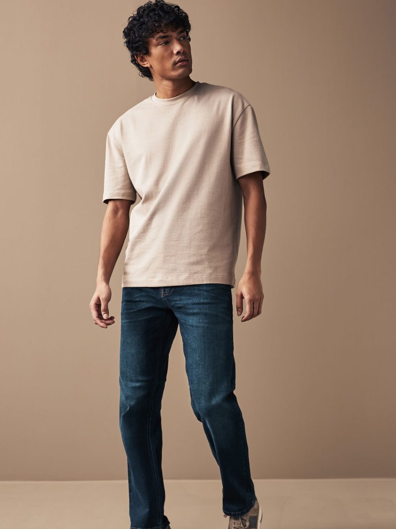 BLU84254 Blue Mid Indigo Straight Fit Motionflex Jeans - Image 3