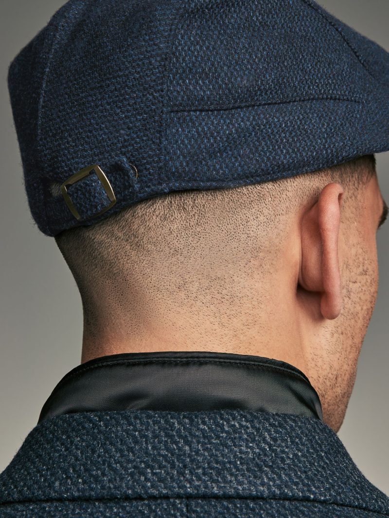 BLU84242 Navy Blue Wool Blend Flat Cap - Image 2