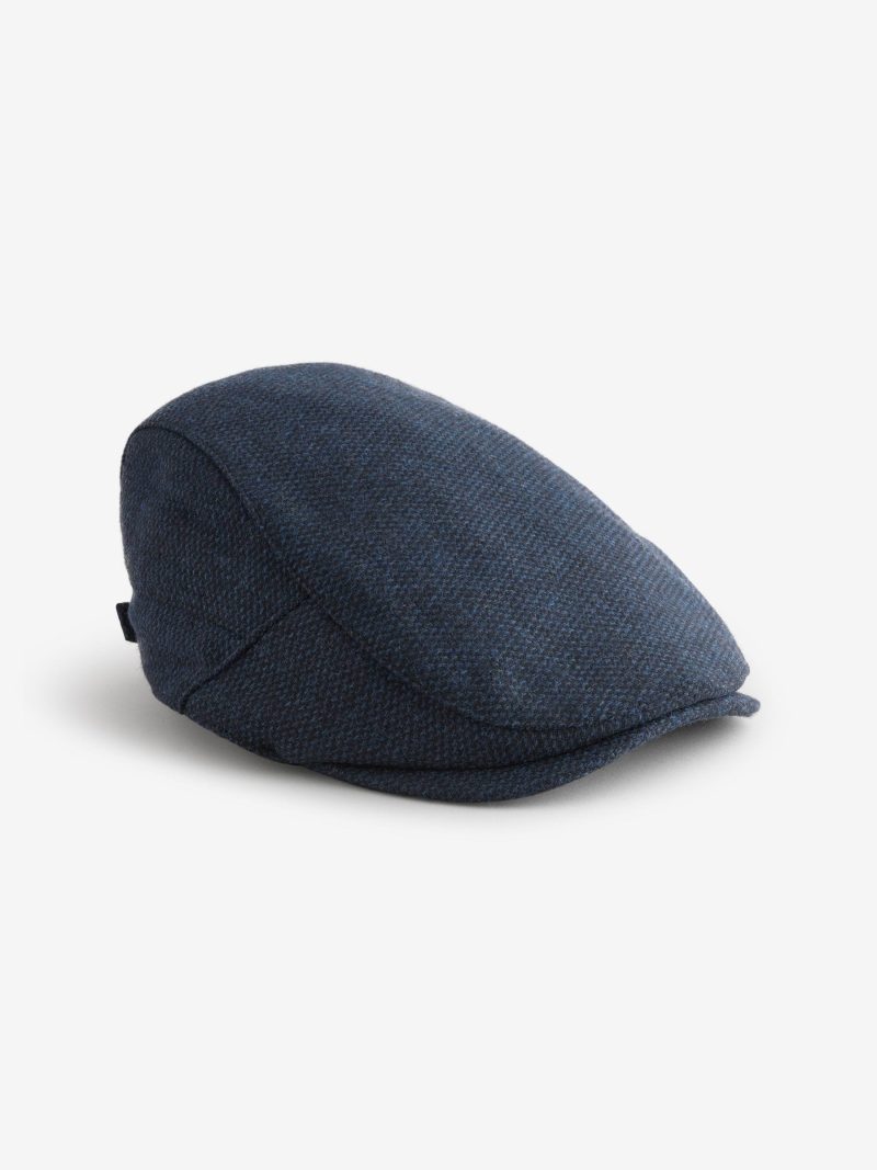 BLU84242 Navy Blue Wool Blend Flat Cap - Image 3