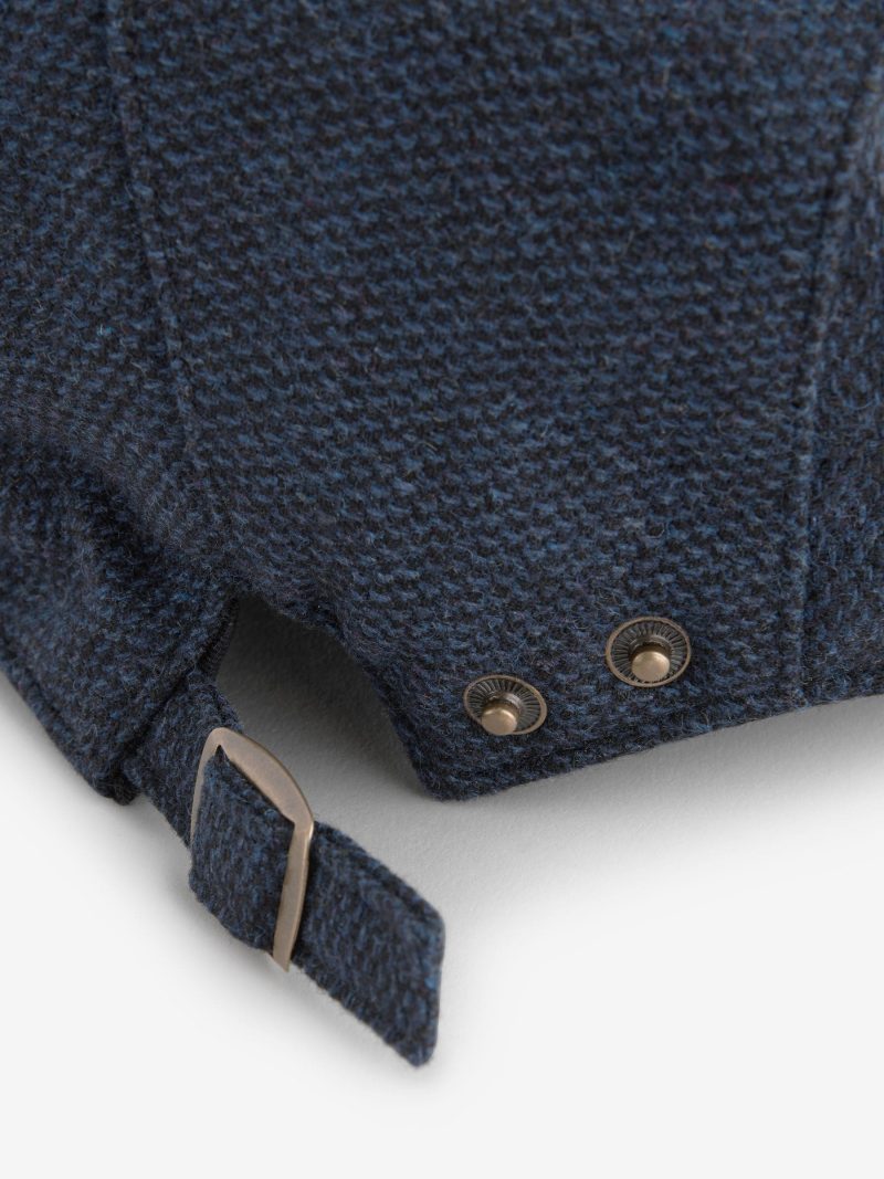 BLU84242 Navy Blue Wool Blend Flat Cap - Image 4