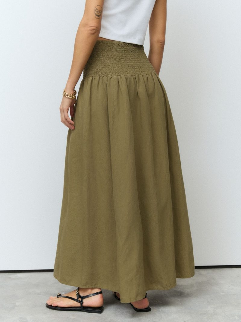 BLU84284 Green Drop Waist Maxi Skirt - Image 3