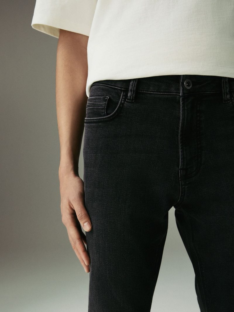 BLU84255 Washed Black Slim Fit Comfort Stretch Jeans - Image 5