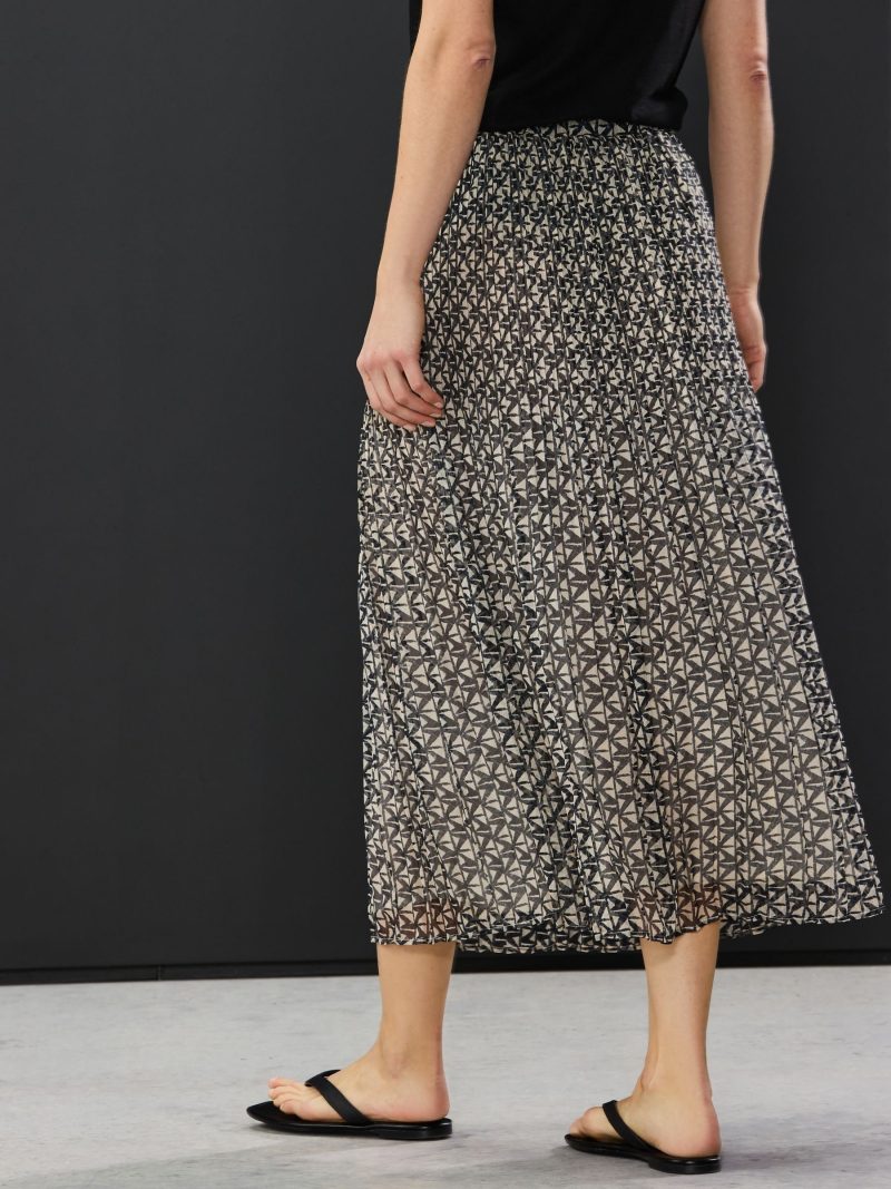 BLU84282 Black/White Geometric Printed Midi Skirt - Image 3