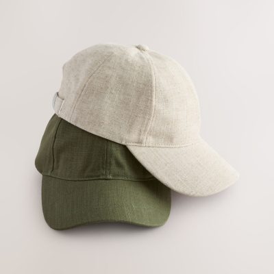 BLU84236 Green/Ecru Linen Cap 2 Pack