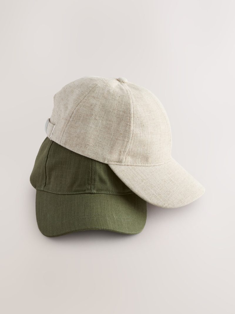 BLU84236 Green/Ecru Linen Cap 2 Pack