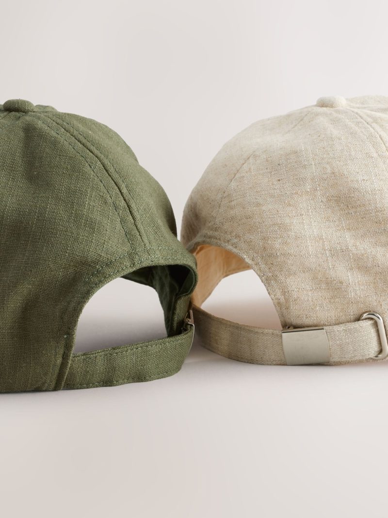 BLU84236 Green/Ecru Linen Cap 2 Pack - Image 6
