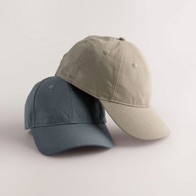 BLU84241 Slate Grey/Neutral Stone Ripstop Texture Cap 2 Pack