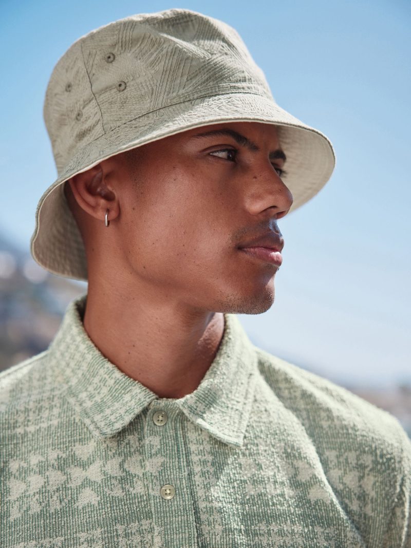 BLU84238 Neutral Stone Reversible Embroidery Bucket 100% Cotton Hat - Image 2
