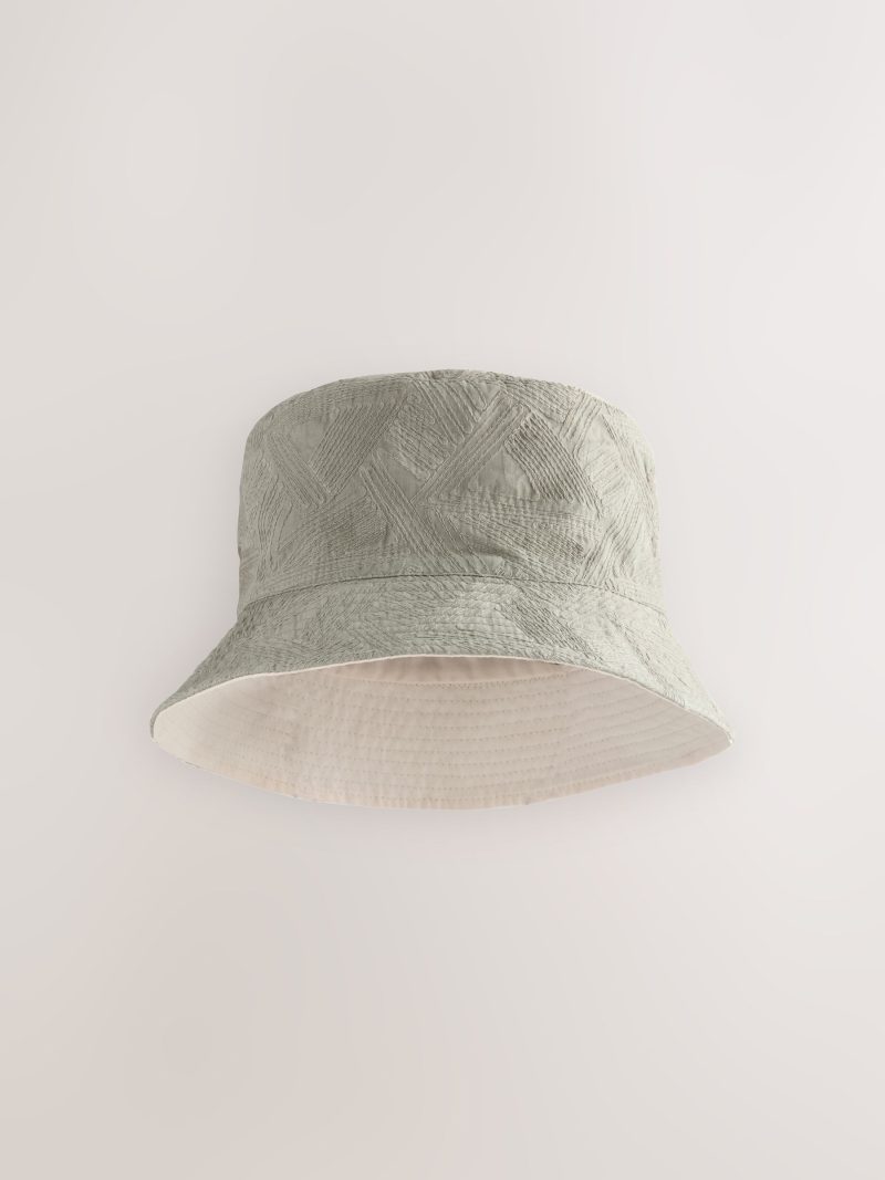 BLU84238 Neutral Stone Reversible Embroidery Bucket 100% Cotton Hat - Image 3