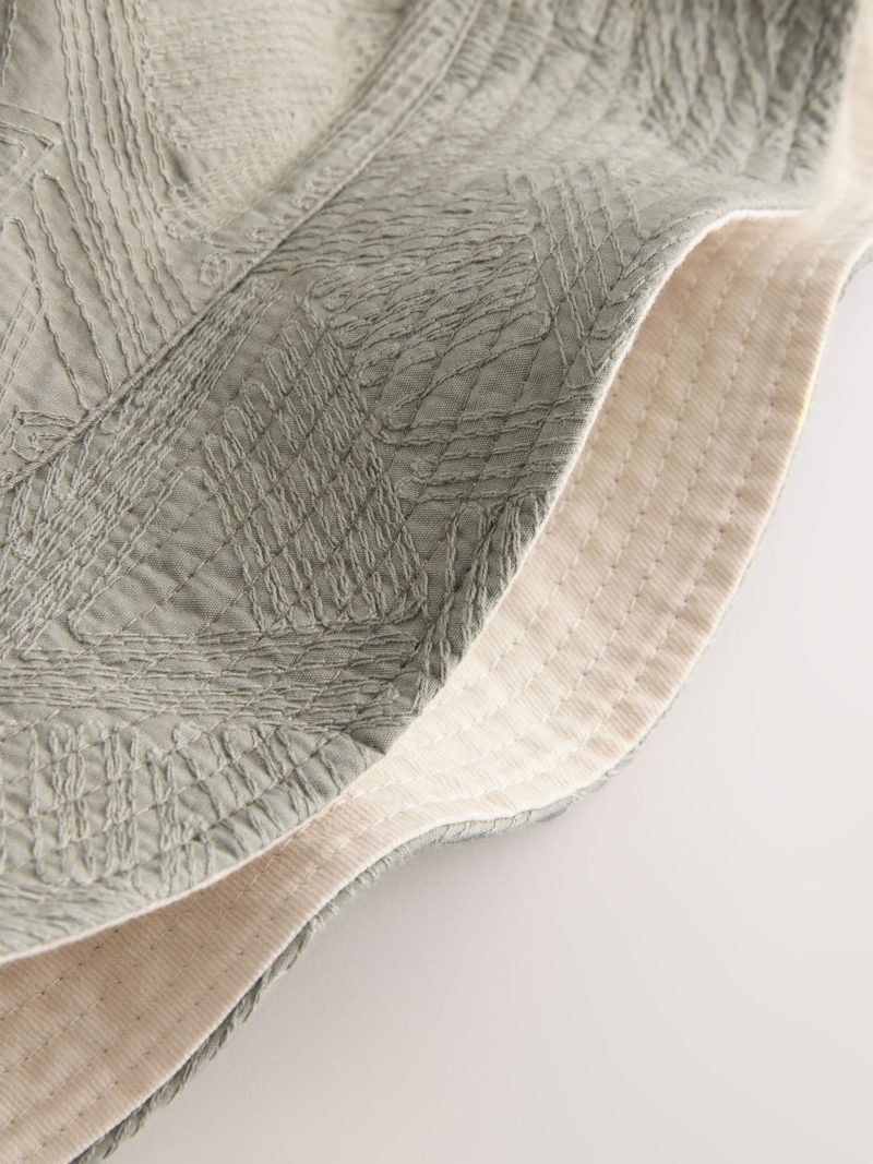 BLU84238 Neutral Stone Reversible Embroidery Bucket 100% Cotton Hat - Image 4