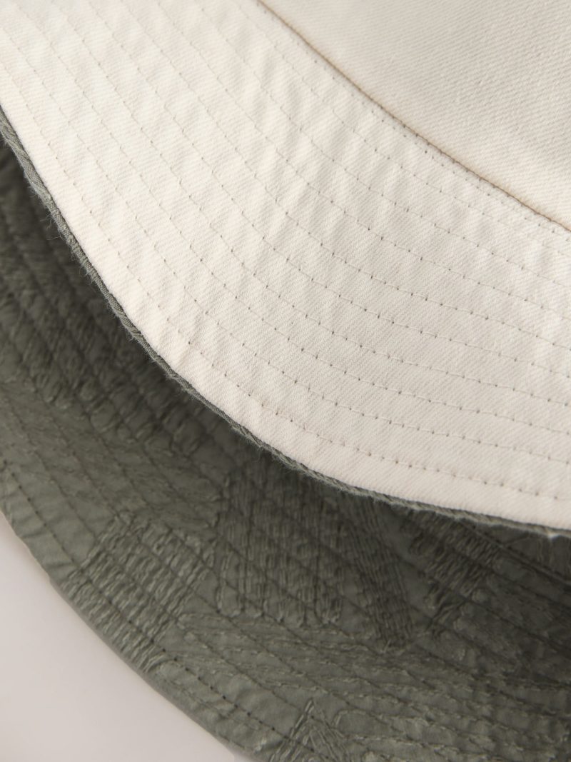 BLU84238 Neutral Stone Reversible Embroidery Bucket 100% Cotton Hat - Image 5