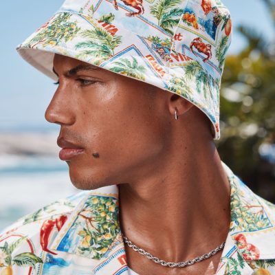 BLU84246 Multi Reversible Vacation Print 100% Cotton Bucket Hat