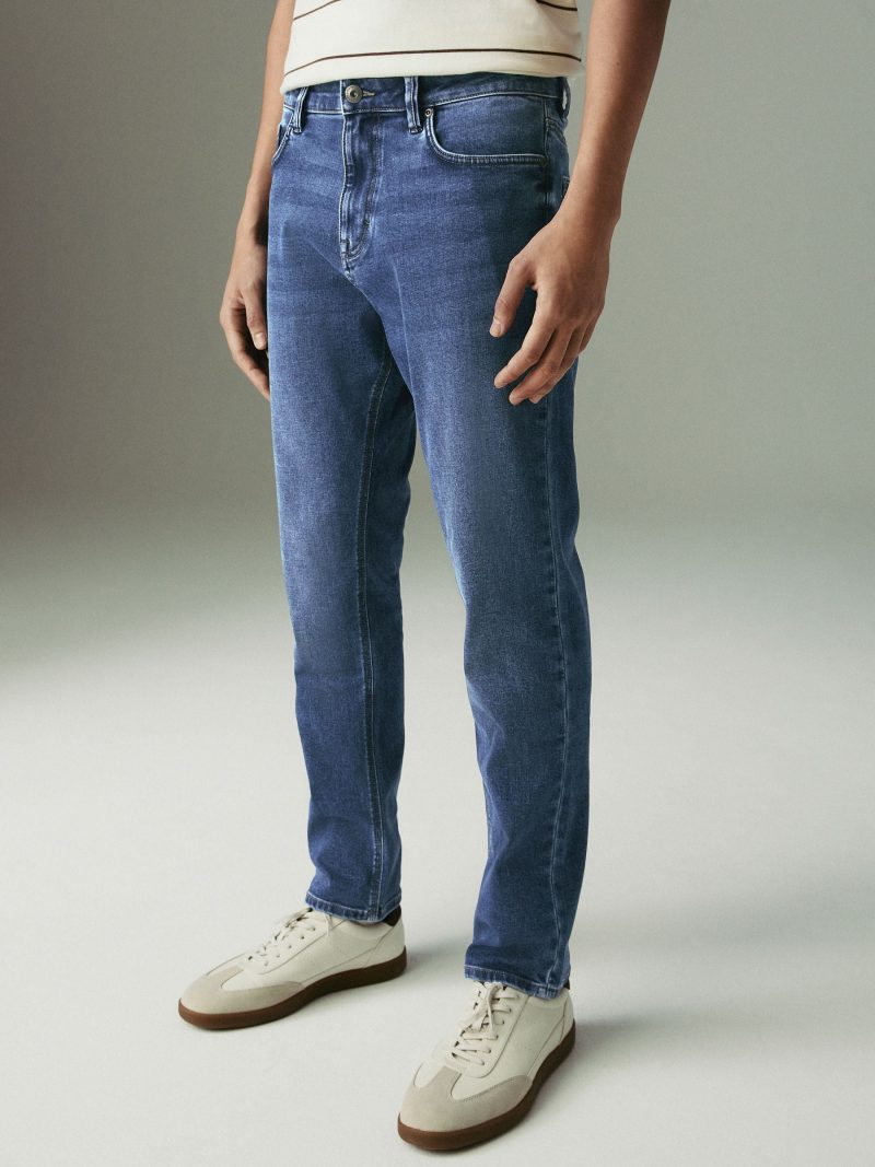 BLU84261 Blue Mid Slim Fit Motionflex Jeans
