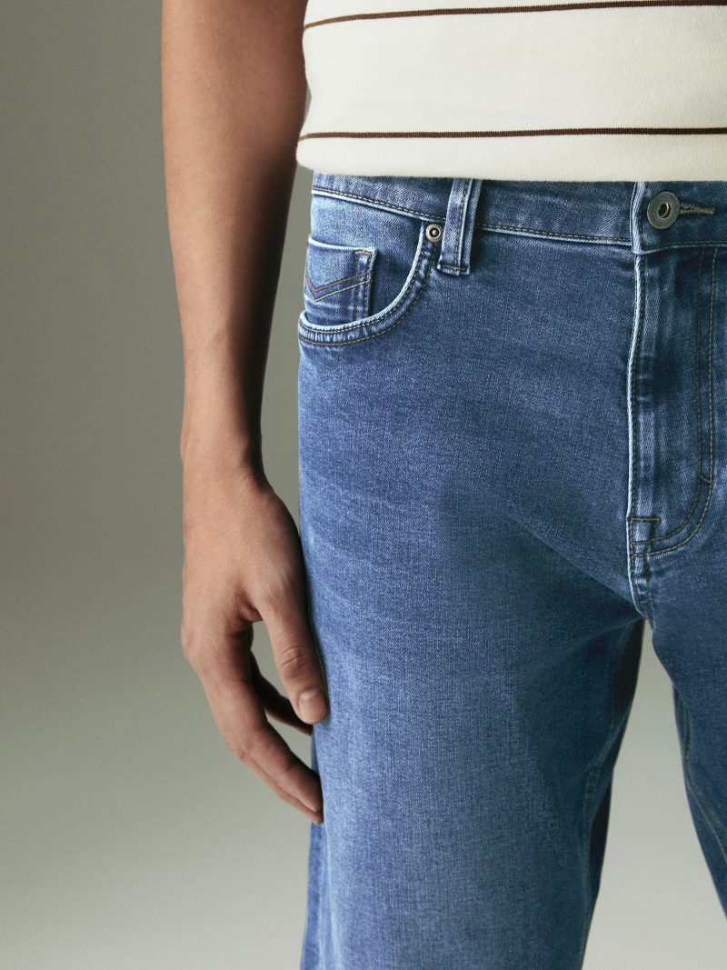 BLU84261 Blue Mid Slim Fit Motionflex Jeans - Image 5