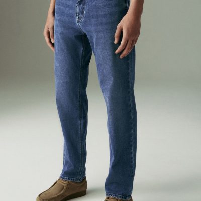 BLU84258 Blue Mid Straight Fit Motionflex Jeans