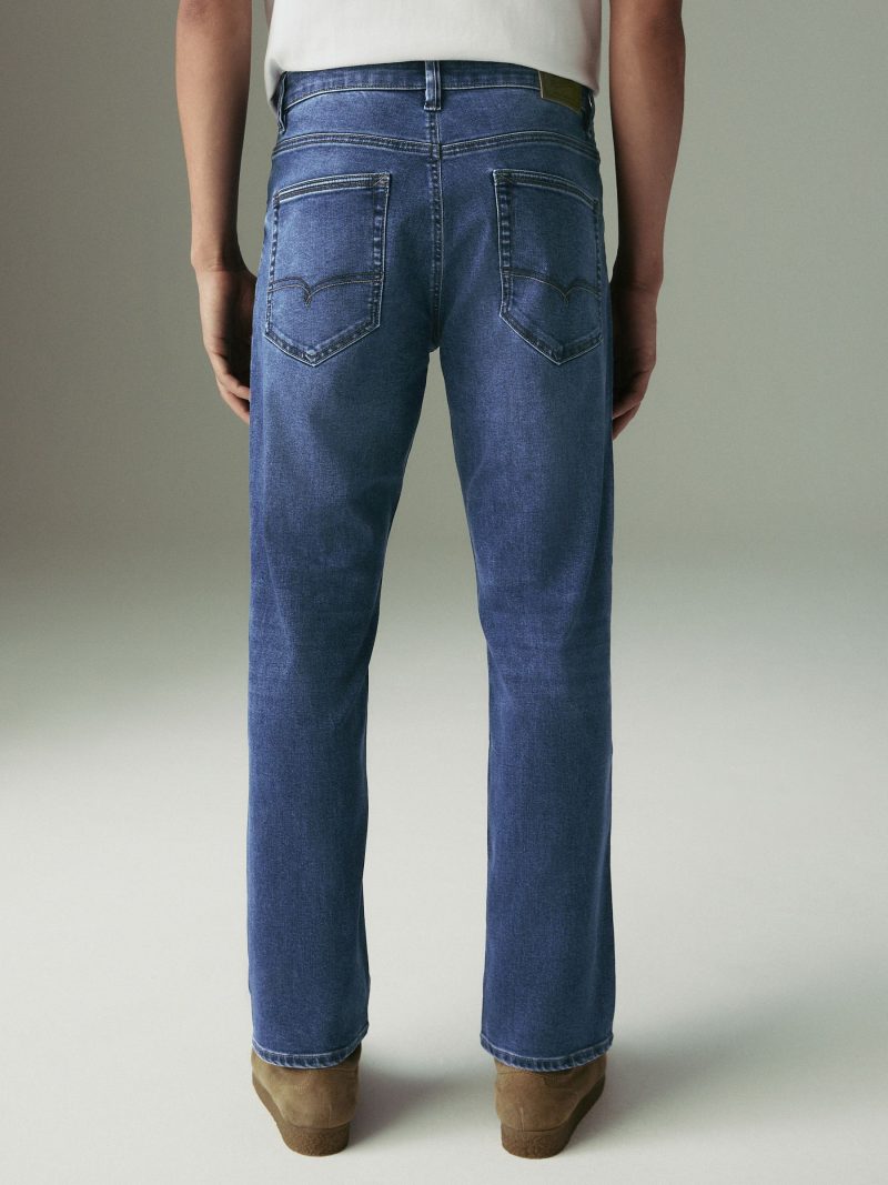 BLU84258 Blue Mid Straight Fit Motionflex Jeans - Image 3