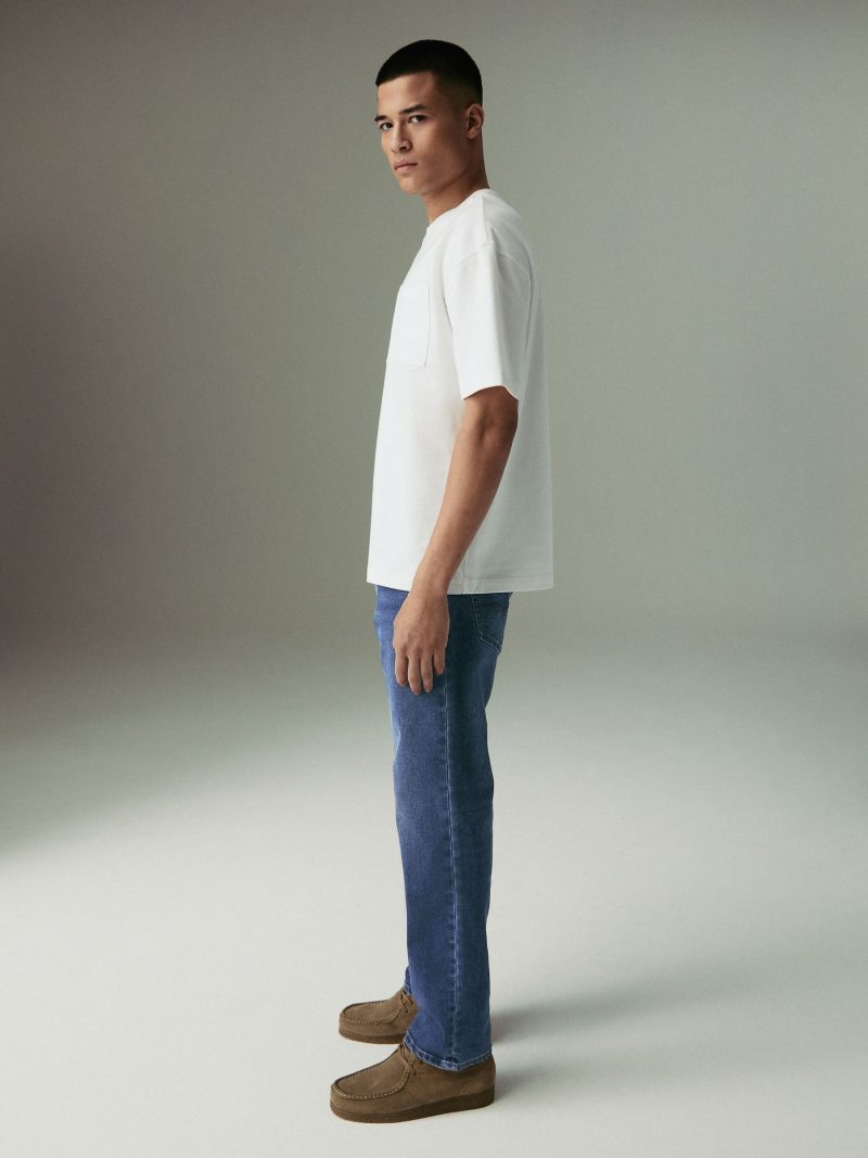 BLU84258 Blue Mid Straight Fit Motionflex Jeans - Image 4