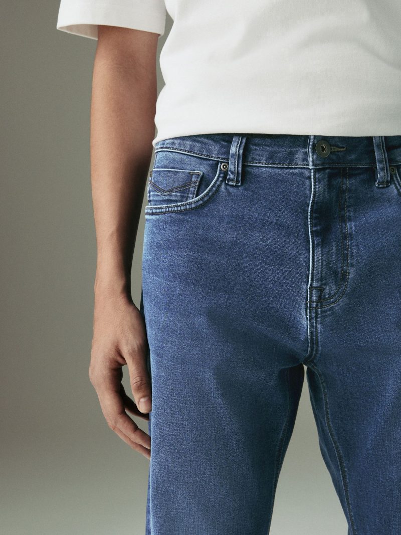 BLU84258 Blue Mid Straight Fit Motionflex Jeans - Image 5