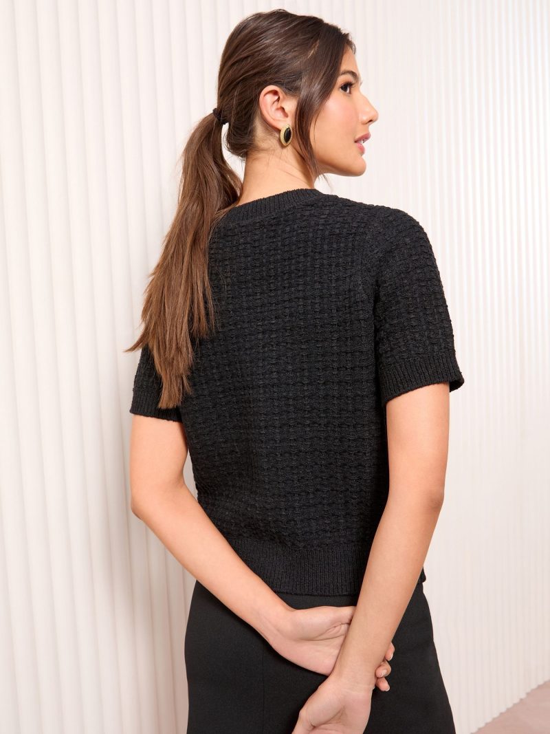 BLU84292 Black Short Sleeve Cardigan - Image 4