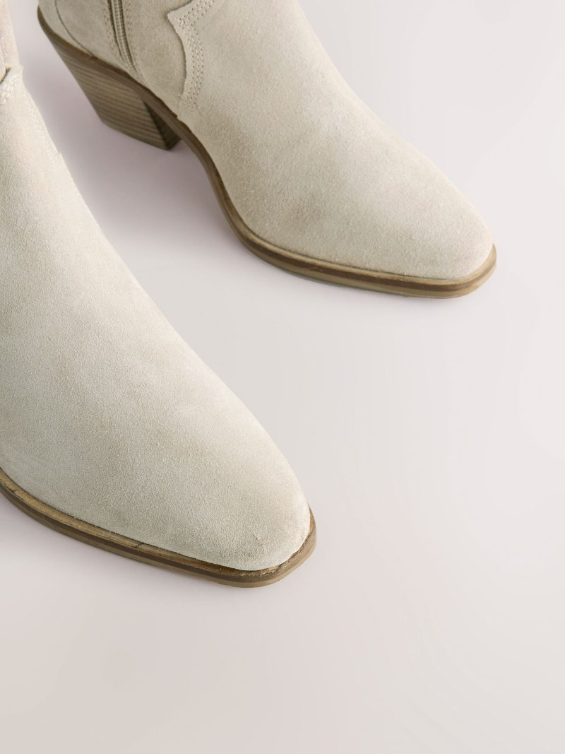 BLU84276 Neutral Grey Standard/Wide Leather Ankle Cowboy Boots - Image 3