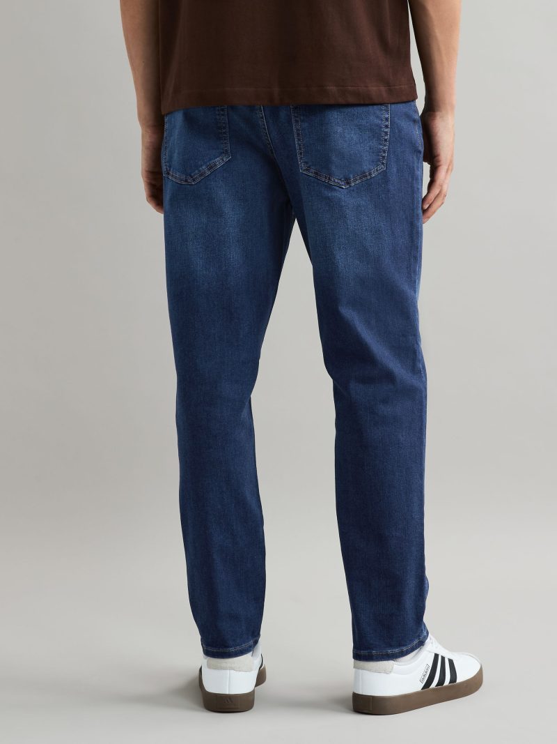 BLU84262 Blue Mid Regular Tapered Fit Classic Stretch Jeans - Image 4