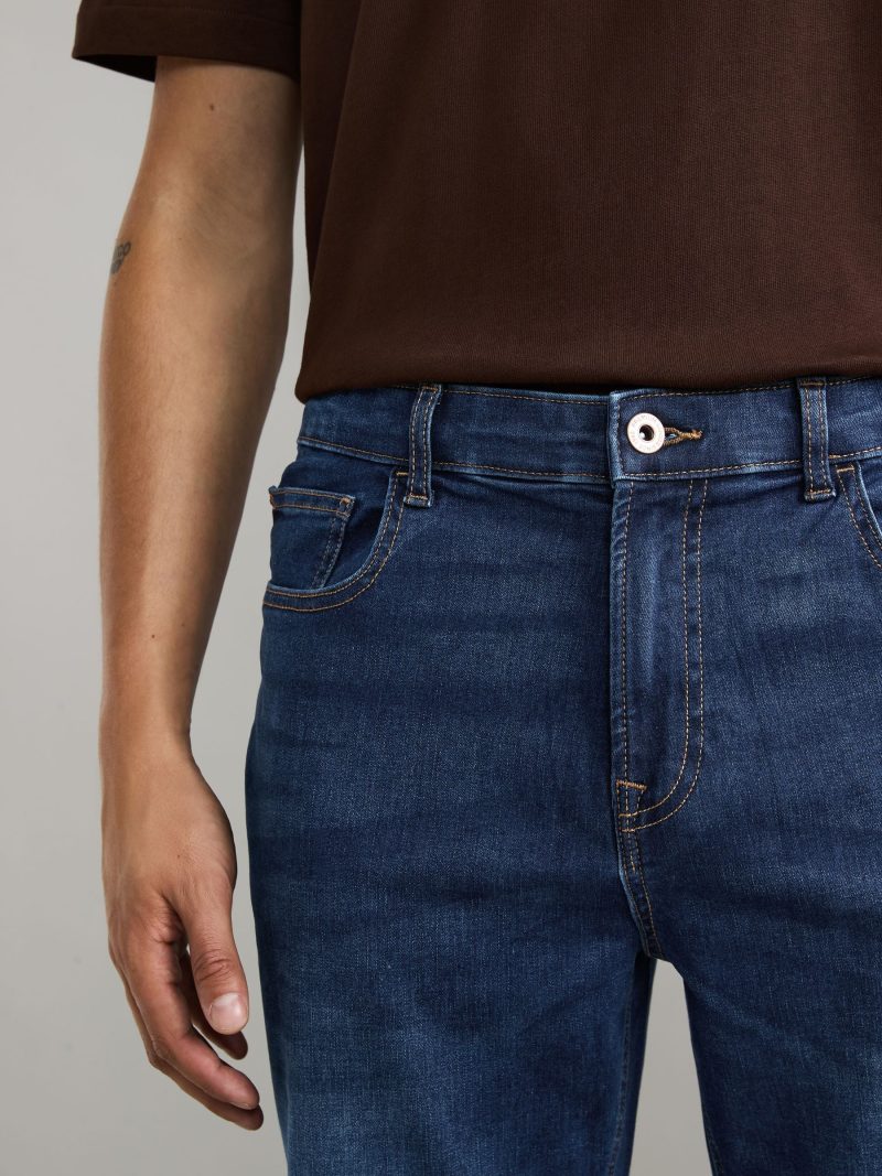 BLU84262 Blue Mid Regular Tapered Fit Classic Stretch Jeans - Image 5