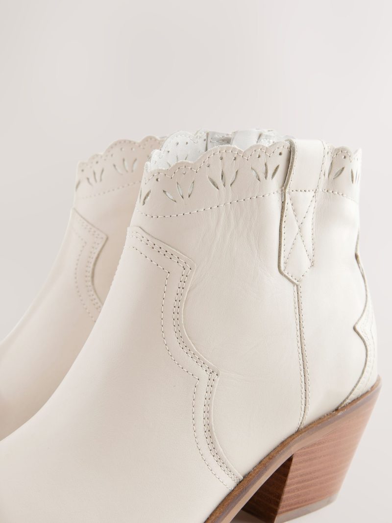 BLU84270 Neutral Leather Scallop Edge Boho Cowboy Boots - Image 10