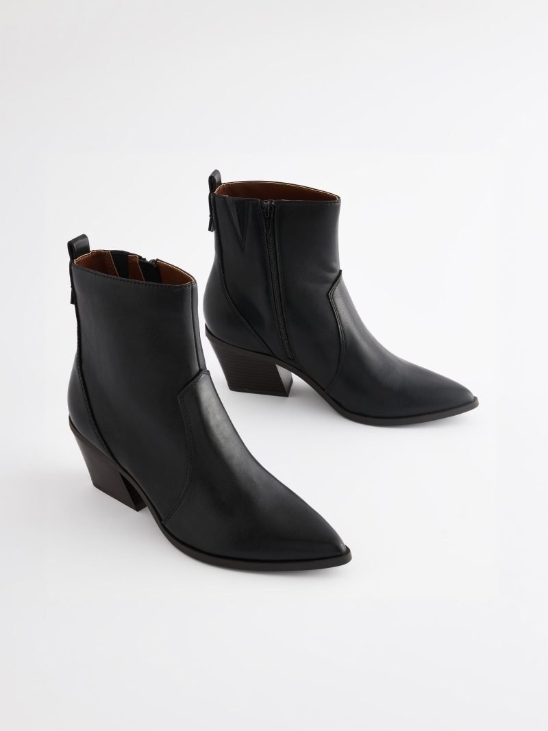 BLU84273 Black Tumbled Standard/Wide Cowboy Ankle Boots - Image 2