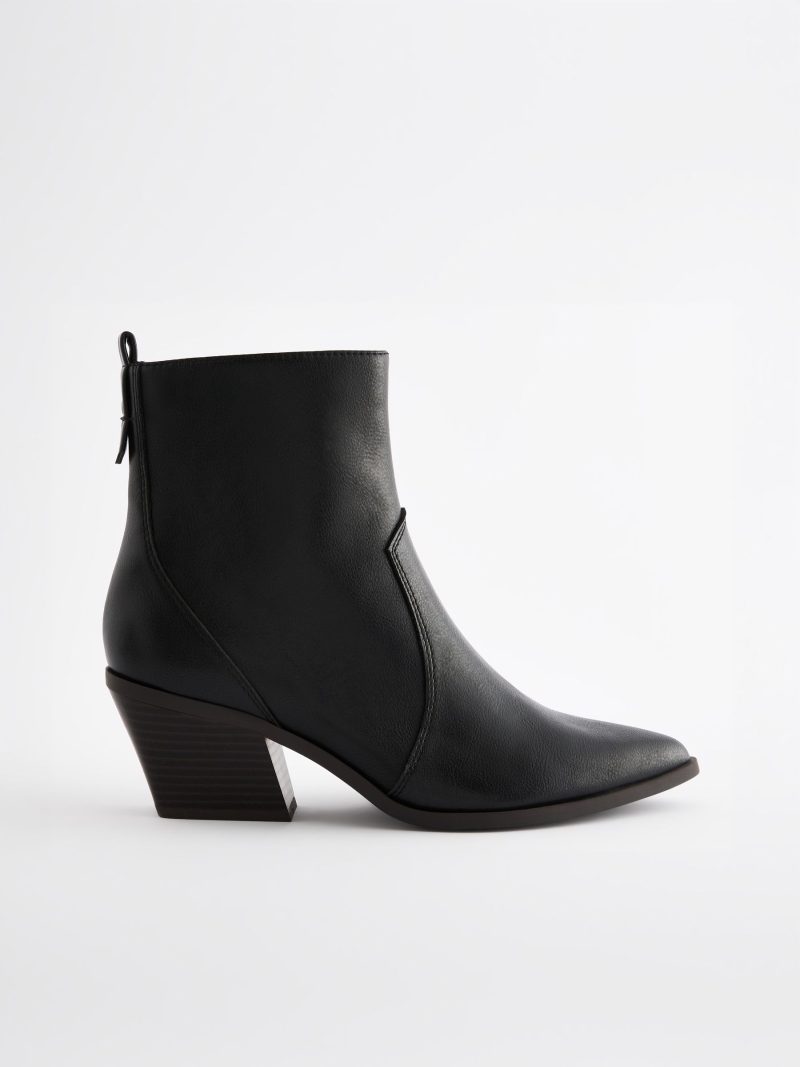 BLU84273 Black Tumbled Standard/Wide Cowboy Ankle Boots - Image 3