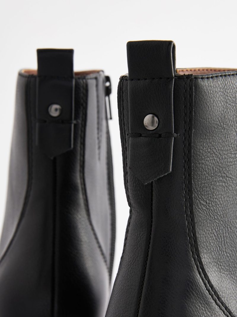 BLU84273 Black Tumbled Standard/Wide Cowboy Ankle Boots - Image 4