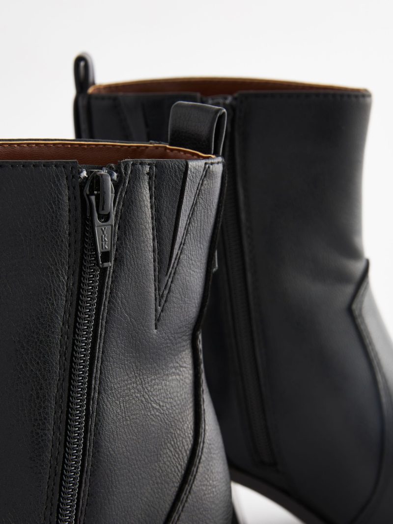 BLU84273 Black Tumbled Standard/Wide Cowboy Ankle Boots - Image 5