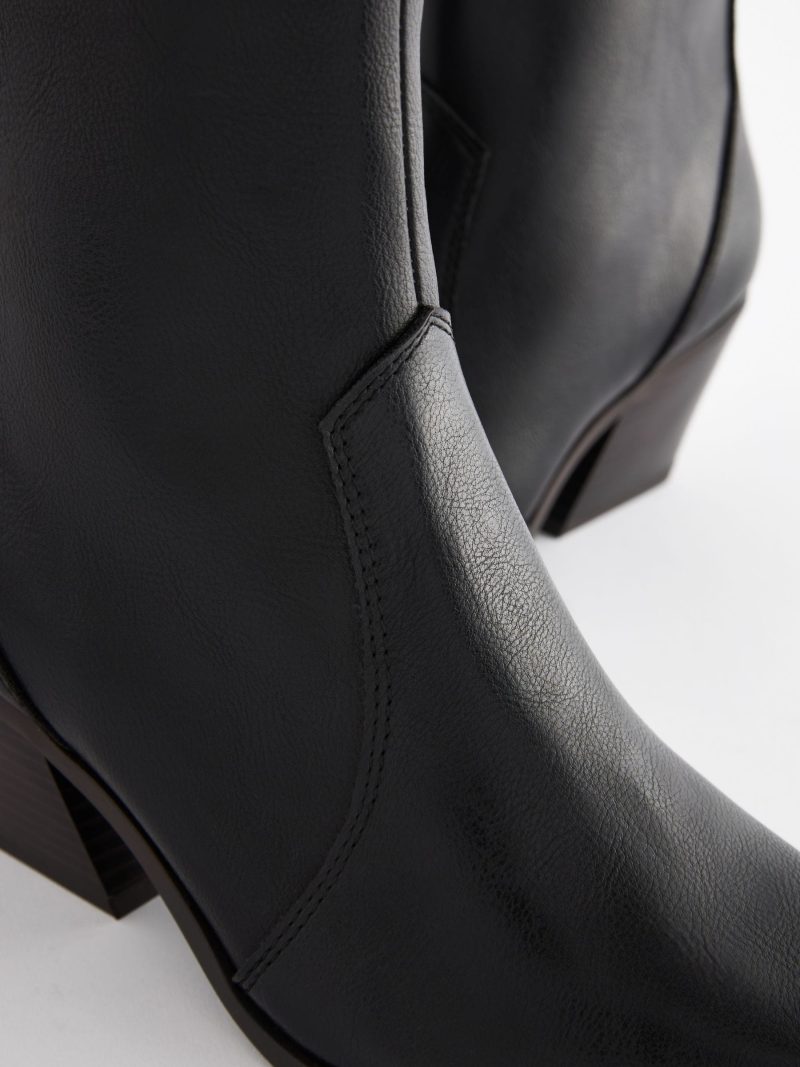 BLU84273 Black Tumbled Standard/Wide Cowboy Ankle Boots - Image 6