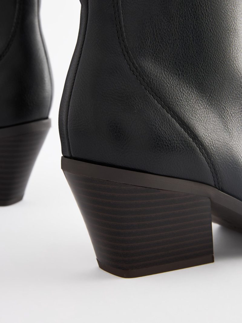 BLU84273 Black Tumbled Standard/Wide Cowboy Ankle Boots - Image 7